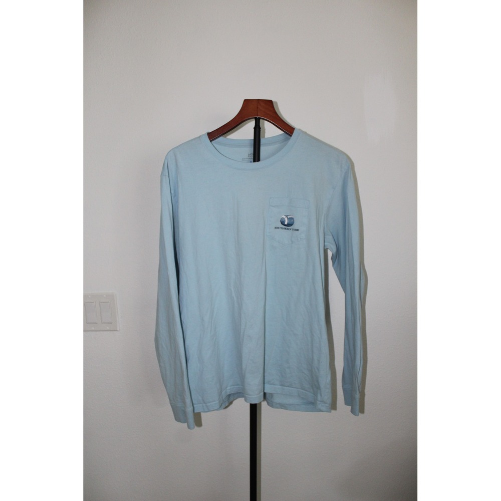 Southern‎ Tide Men's Blue Classic Tailgating Football Long Sleeve Pocket Tee M